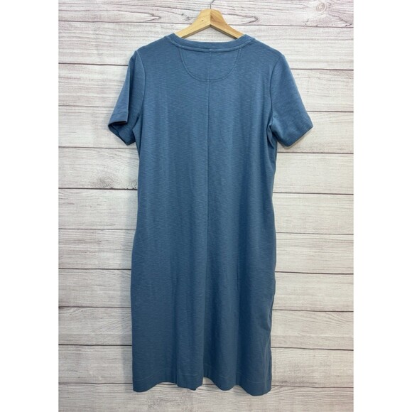 LL Bean Rocky Coast Slub Knit Split Neck Dress, NWT, Blue, Size MEDIUM - Picture 4 of 9